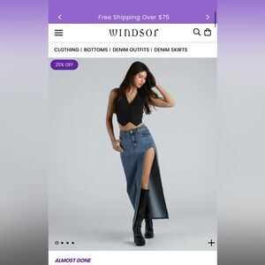 Windsor Sound The Alarm High Slit Denim Maxi Skirt